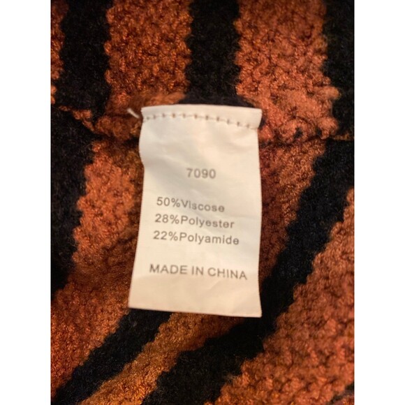 Kirundo Sweater Womens Size Large Oversized Striped Black & Brown Stretchy - Picture 9 of 12